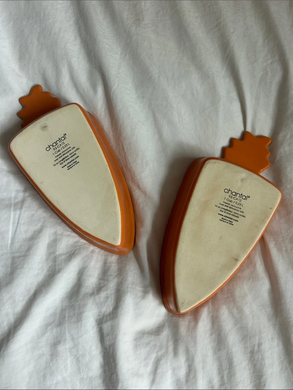 Set of 2 Chantal Orange Glazed carrot shaped baking ramekins